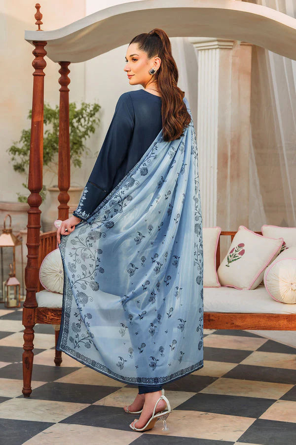 ZIVA-3PC DHANAK EMBROIDERED WITH COUTURE PTINT PRINT-ADR-3220