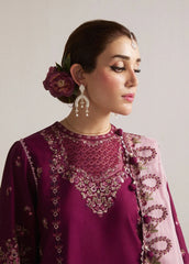 HUSSAIN REHAR-3PC DHANAK EMBROIDERED SHIRT WITH CHIFFON EMBROIDERED DUPATTA AND TROUSER-ADR-5179