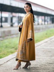 IZEL-3PC DHANAK EMBROIDERED SHIRT WITH COUTRAI PRINTED SHAWL & TROUSER-ADR-4129