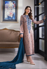 ASIM JOFA-3PC DHANAK EMBROIDERED SHIRT WITH BAMBER CHIFFON DUPATTA-ADR-4079
