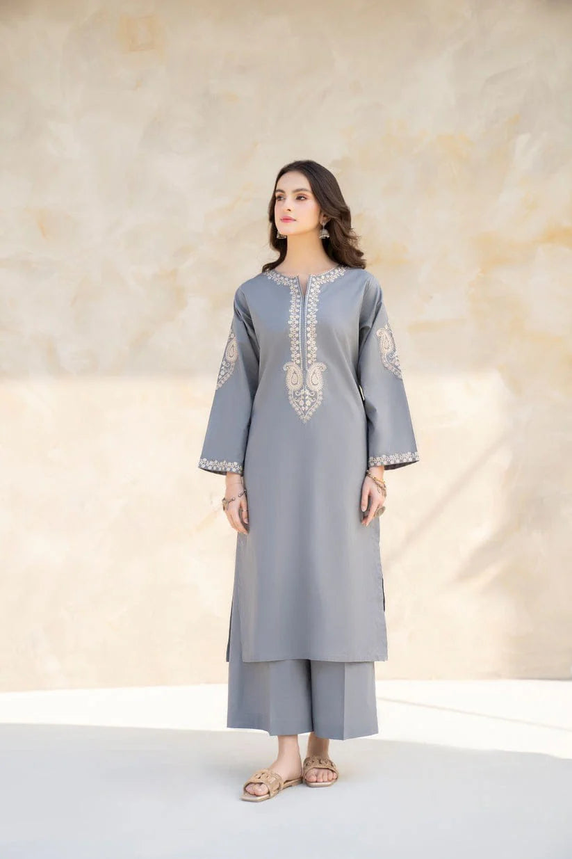 HANA- 2PC KHADAR EMBROIDERED SHIRT AND TROUSER-ADR- 3235