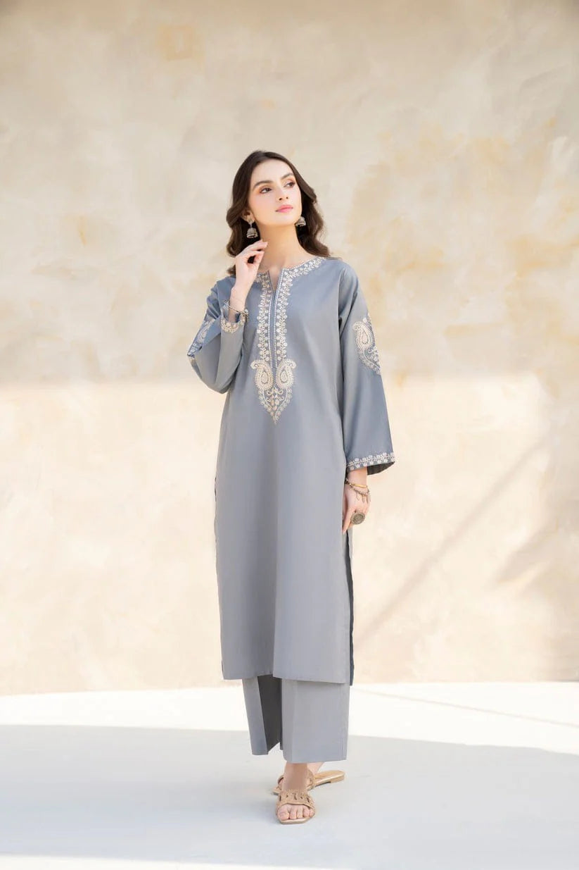 HANA- 2PC KHADAR EMBROIDERED SHIRT AND TROUSER-ADR- 3235