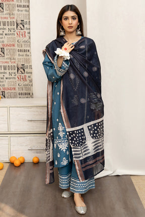 URGE- 3PC LAWN EMBROIDERED SHIRT WITH DIAMOND PRINTED DUPATTA AND EMB TROUSER-ADR-2785-B