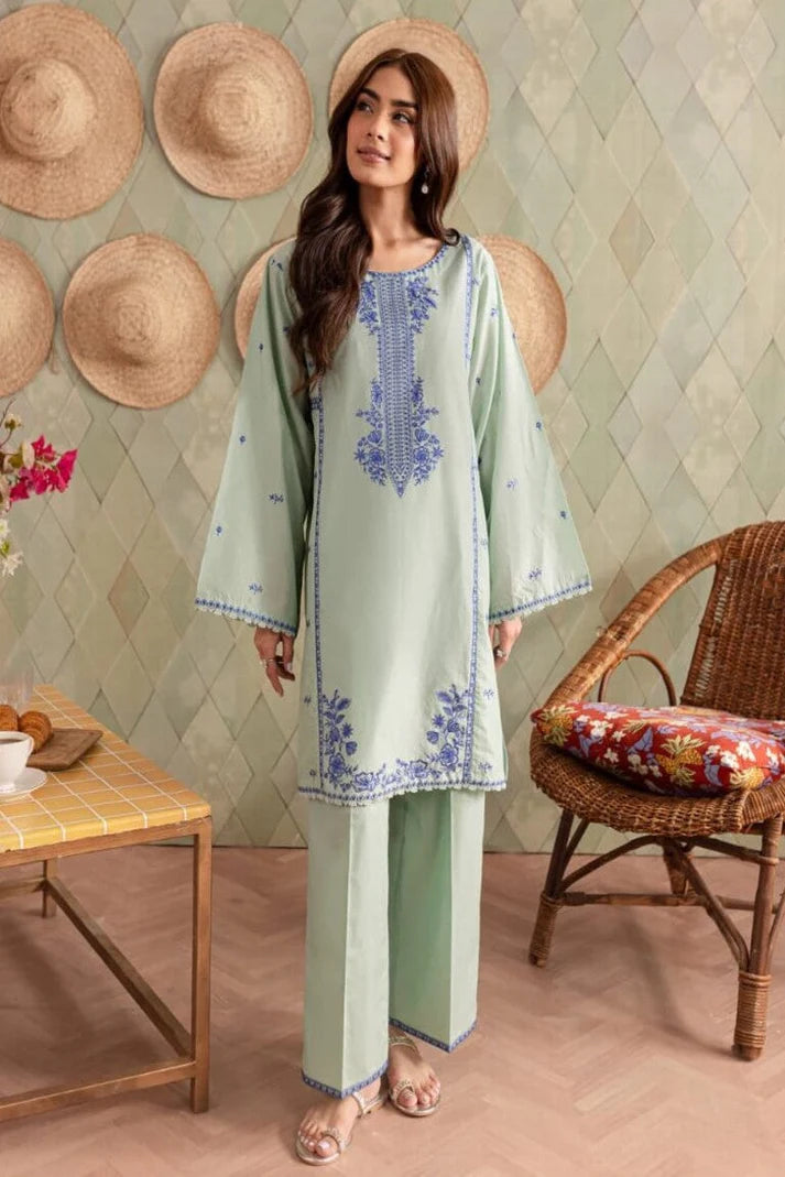 JAZMIN-2PC DHANAK EMBROIDRED SHIRT WITH AND TROUSER-ADR-3282