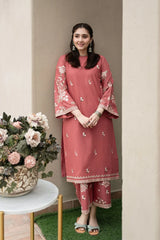 URGE-2PIECE DHANAK EMBROIDERED SHIRT WITH DHANAK EMB TROUSER-ADR-15033