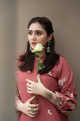 URGE-2PIECE DHANAK EMBROIDERED SHIRT WITH DHANAK EMB TROUSER-ADR-15033