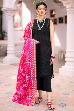 MAHNUR-3PC CHIKENKARI LAWN EMBROIDERED WITH DAIMOND PRINT DUPATTA- ADR-4023