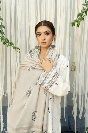 URGE - 3PC DHANAK EMBROIDERED SHIRT WITH COUTURE WOOL SHAWL AND TROUSER-ADR-3112