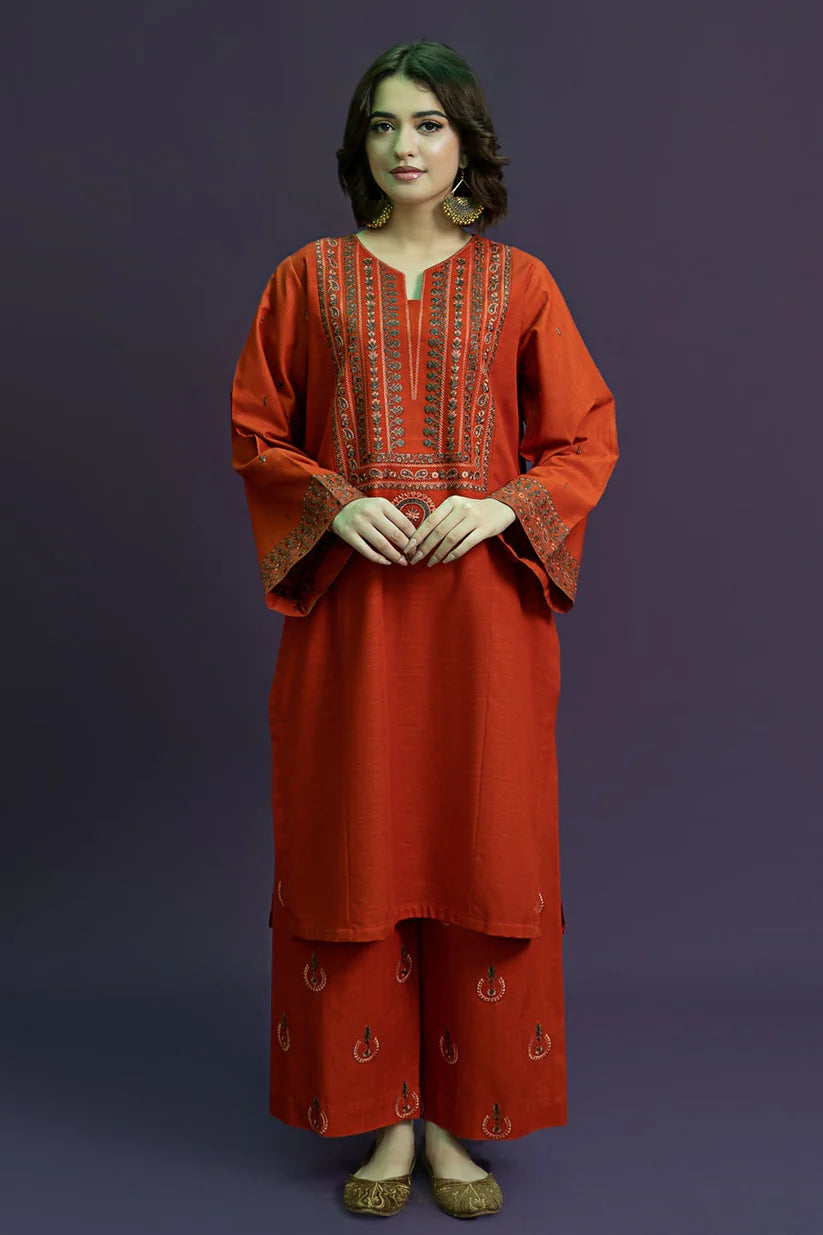 URGE-2PC DHANAK EMBROIDRED SHIRT WITH AND EMBROIDRED TROUSER-ADR-3126