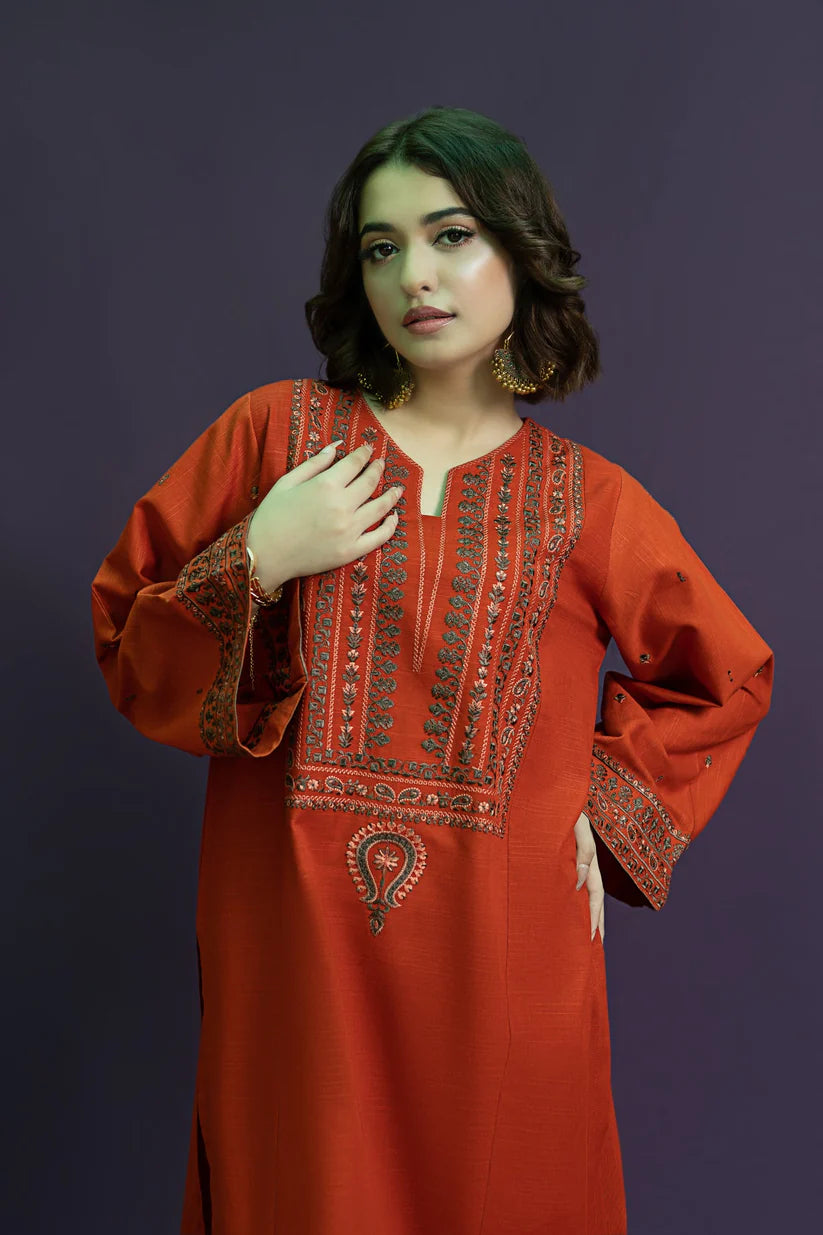 URGE-2PC DHANAK EMBROIDRED SHIRT WITH AND EMBROIDRED TROUSER-ADR-3126