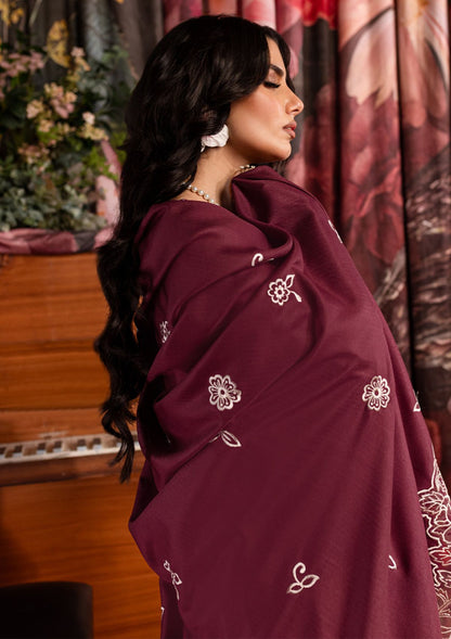 QALAMQAR-3PC CHIKANKAARI LAWN CUTWORK EMBROIDERED SHIRT WITH LAWN EMBROIDERED CUTWORK DUPATTA AND TROUSER-ADR-3642