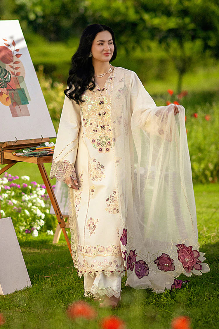 RANG RASIYA-3PC LAWN SEQUIN EMBROIDERED SHIRT WITH KHADDI NET EMB DUPATTA AND EMB TROUSER-ADR-4883