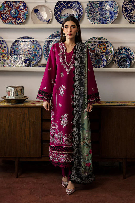 REPUBLIC-3PC DHANAK SEQUENCE EMBROIDERED SHIRT WITH COURTRAI PRINTED SHAWL & DHANAK TOUSER-ADR-4209