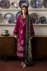 REPUBLIC-3PC DHANAK SEQUENCE EMBROIDERED SHIRT WITH COURTRAI PRINTED SHAWL AND DHANAK TROUSER-ADR-4209