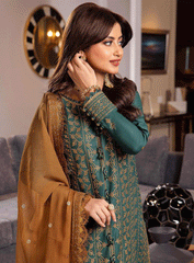 ASIM JOFA-3PC DHANAK EMBROIDERED SHIRT WITH DHANAK EMBROIDERED DUPATTA AND TROUSER -ADR-4153