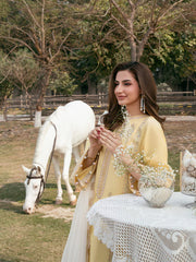 IZEL-3PC LAWN EMBROIDERED SHIRT WITH KHAADI NET EMBROIDERED DUPATTA AND TROUSER-ADR-4832
