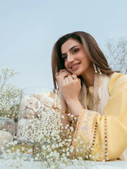 IZEL-3PC LAWN EMBROIDERED SHIRT WITH KHAADI NET EMBROIDERED DUPATTA AND TROUSER-ADR-4832