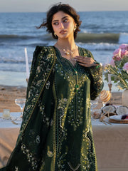 MAHNUR-3PC DHANAK CHIKANKAARI EMBROIDERED SHIRT WITH DHANAK EMBROIDERED SHAWL AND TROUSER-ADR-5259