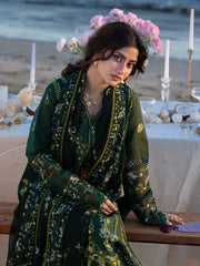 MAHNUR-3PC DHANAK CHIKANKAARI EMBROIDERED SHIRT WITH DHANAK EMBROIDERED SHAWL AND TROUSER-ADR-5259