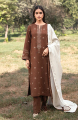 SERAN-3PC DHANAK EMBROIDERED SHIRT WITH DHANAK EMBROIDERD SHAWL-ADR-3410