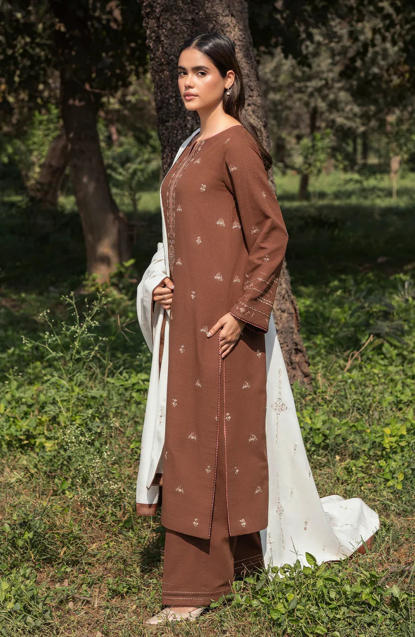 SERAN-3PC DHANAK EMBROIDERED SHIRT WITH DHANAK EMBROIDERD SHAWL-ADR-3410