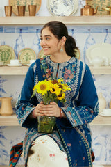 ZAHRA SHAHJAHAN- 3PC DHANAK EMBROIDERED SHIRT WITH WOOL PRINT SHAWL-ADR-4072