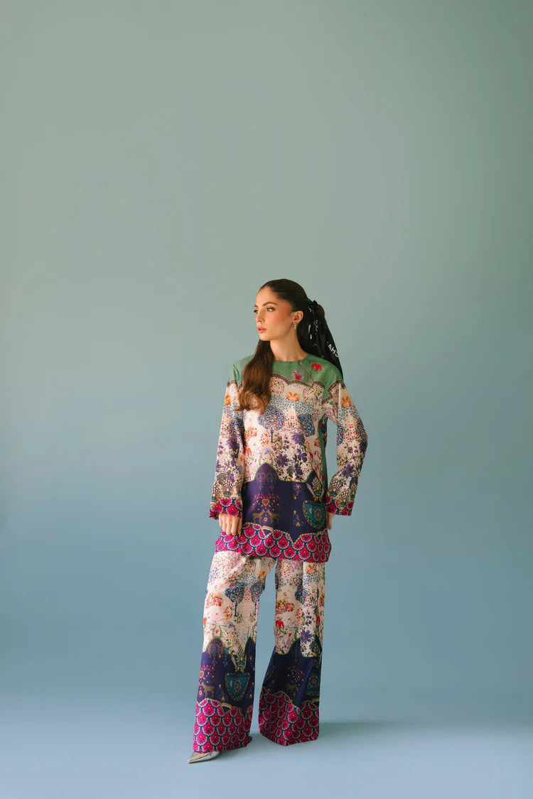 ADORE-2PC SHAMOZE SILK PRINTED SHIRT & SHAMOZE SILK PRINTED TROUSER-ADR-2005