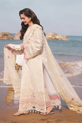 QALAMQAR-3PC LAWN CHIKANKARI EMBROIDERED SHIRT WITH KHADDI NET EMB DUPATTA AND TROUSER-ADR-4663