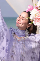 IMROZIA-3PC LAWN CHIKANKARI EMBROIDERED SHIRT WITH KHADDI NET EMB DUPATTA AND TROUSER-ADR-4508