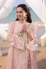 QALAMQAR-3PC LAWN EMBROIDERED SHIRT WITH KHAADI NET EMBROIDERED DUPATTA AND TROUSER -ADR-4698