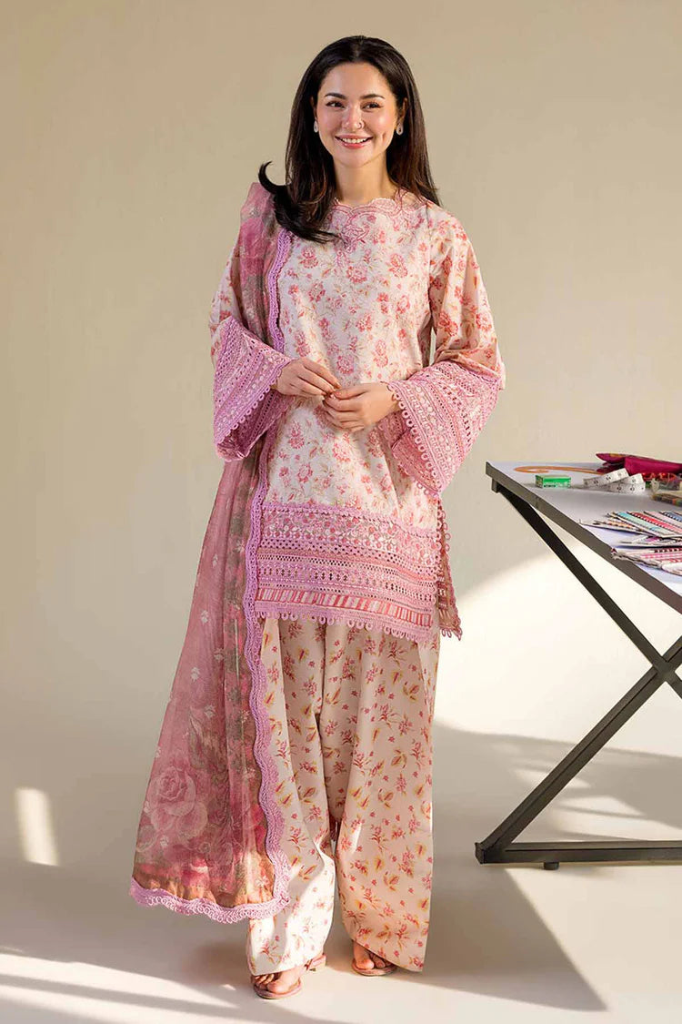 SOBIA NAZIR-3PC LAWN DIGITAL PRINTED EMB SHIRT WITH SILK PRINTED DUPATTA AND PRINTED TROUSER-ADR-056