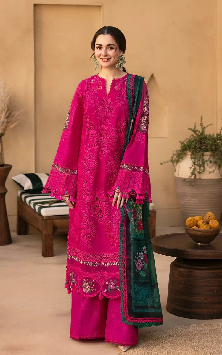 JADE-3PC DHANAK CHIKANKAARI EMBROIDERED SHIRT WITH WOOL PRINTED SHAWL AND TROUSER -ADR-5134