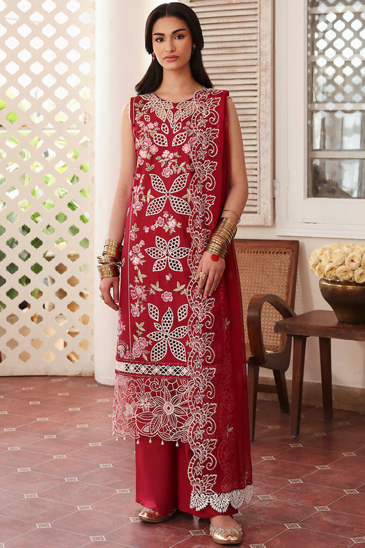 MAHNUR-3PC LAWN EMBROIDERED SHIRT WITH MONARK EMBROIDERED DUAPATTA AND TROUSER-ADR-3717