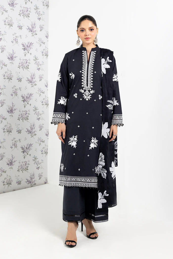 SO KAMAL-3PC DHANAK EMBROIDERED SHIRT WITH WOOL PRINT SHAWL AND TROUSER-ADR- 3207