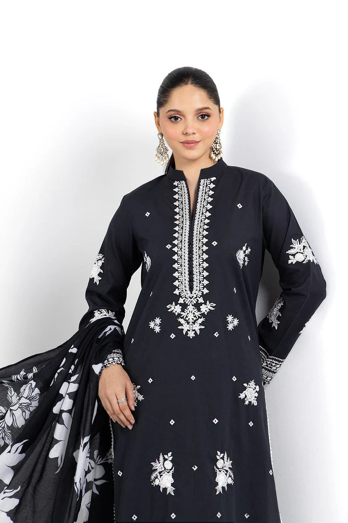 SO KAMAL-3PC DHANAK EMBROIDERED SHIRT WITH WOOL PRINT SHAWL AND TROUSER-ADR- 3207