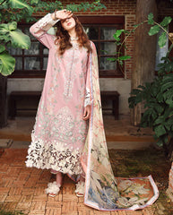 MUSHQ-3PC LAWN EMBROIDERED SHIRT WITH SILK PRINTED DUPATTA AND TROUSER-ADR-4901