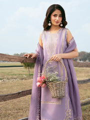 IZEL-3PC LAWN EMBROIDERED SHIRT WITH ORGANZA EMBROIDERED DUPATTA AND TROUSER-ADR-4842