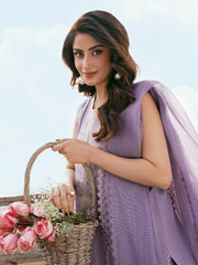 IZEL-3PC LAWN EMBROIDERED SHIRT WITH ORGANZA EMBROIDERED DUPATTA AND TROUSER-ADR-4842