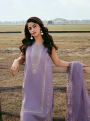 IZEL-3PC LAWN EMBROIDERED SHIRT WITH ORGANZA EMBROIDERED DUPATTA AND TROUSER-ADR-4842