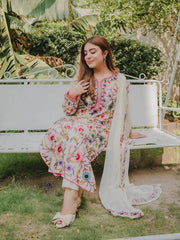 SAPPHIRE-3PC DHANAK EMBROIDERED SHIRT WITH BAMBER CHIFFON EMBROIDERED DUPATTA & TROUSER-ADR-4299