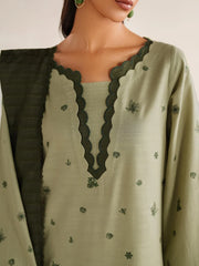 IZNIK-3PC DHANAK EMBROIDERED SHIRT DHANAK EMBROIDERED SHAWL AND TROUSER-ADR-5184