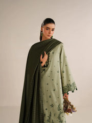 IZNIK-3PC DHANAK EMBROIDERED SHIRT DHANAK EMBROIDERED SHAWL AND TROUSER-ADR-5184