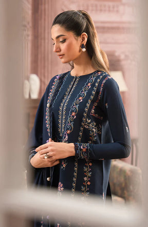 SERAN-3PC DHANAK EMBROIDERED SHIRT WITH DHANAK EMBROIDERD SHAWL-ADR-3127