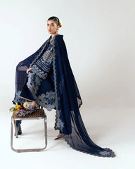 HUSSAIN REHAR-3PC DHANAK EMBROIDERED SHIRT WITH DHANAK EMBROIDERED DUPATTA AND TROUSER-ADR-5245