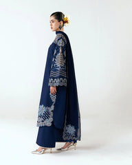 HUSSAIN REHAR-3PC DHANAK EMBROIDERED SHIRT WITH DHANAK EMBROIDERED DUPATTA AND TROUSER-ADR-5245