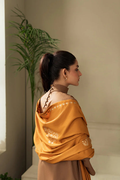 KASTOOR-3PC DHANAK SHIRT WITH WOOL PRINTED SHAWL AND TROUSER-ADR-3414