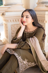 AISLING-3PC DHANAK EMBROIDERED SHIRT WITH COURTRAI PRINTED SHAWL & TROUSER-ADR-4143