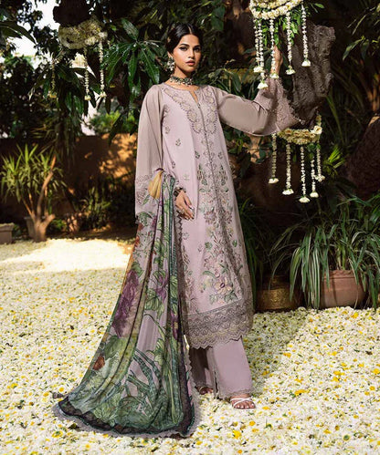 SAPPHIRE-3PC LAWN EMBROIDERED SHIRT WITH MONARK PRINTED DUPATTA AND TROUSER-ADR-3824