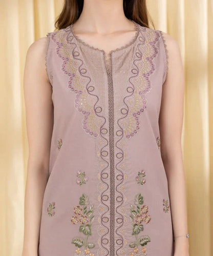 SAPPHIRE-3PC LAWN EMBROIDERED SHIRT WITH MONARK PRINTED DUPATTA AND TROUSER-ADR-3824