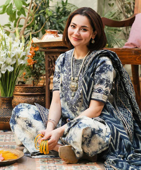 SAPPHIRE-3PC LAWN EMBROIDERED PRINTED SHIRT WITH CHIFFON PRINT DUPATTA AND PRINT TROUSER